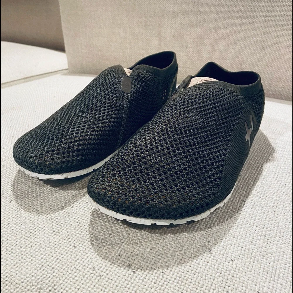 NEW! Otz Shoes Knit Espadrilles in Dark Olive - Cork Insoles
